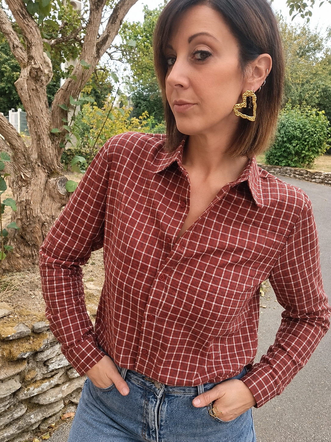 Chemise à carreaux Mila – Bordeaux