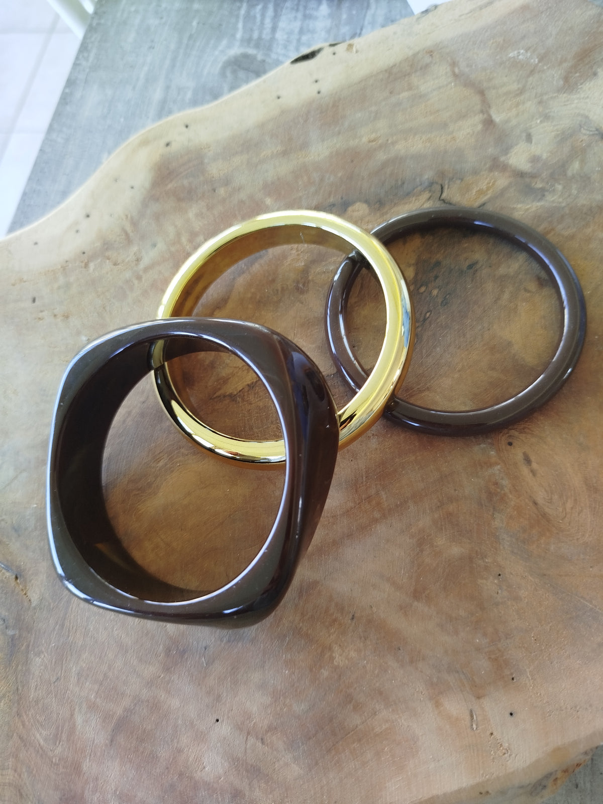 Trio de bracelets Alba chocolat /marron – Joncs femme