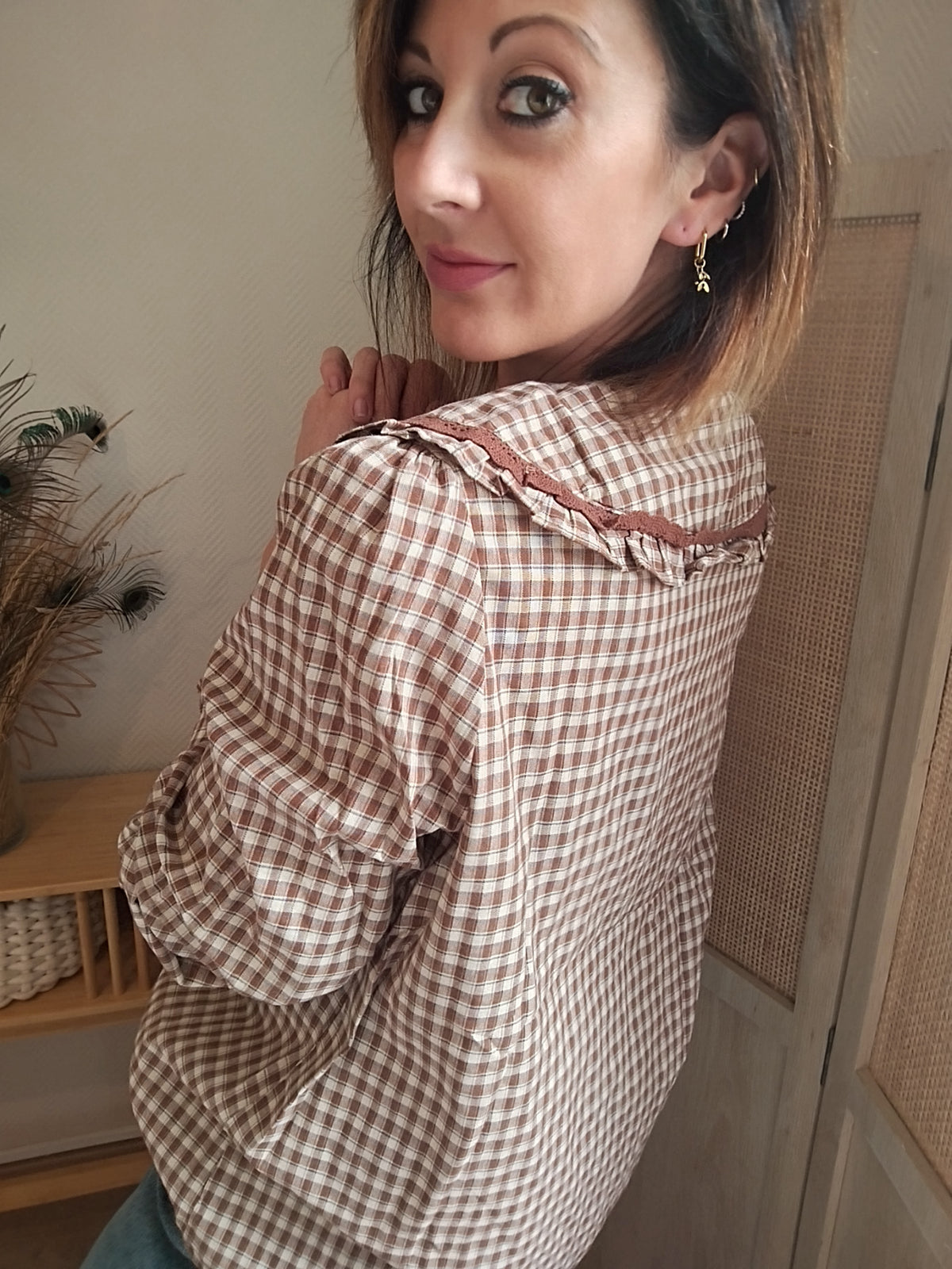 Chemisier carreaux Suzanne col Claudine Pulpeuse