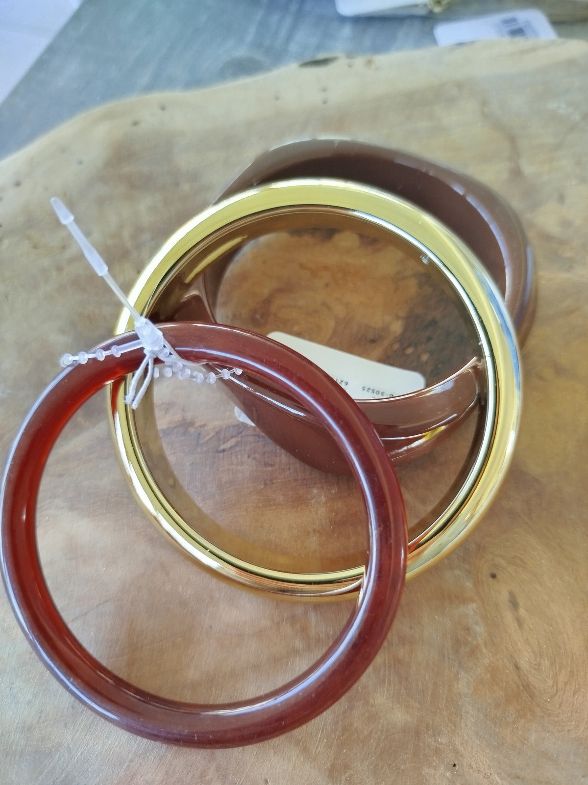 Trio de bracelets Alba Bordeau/marron – Joncs femme