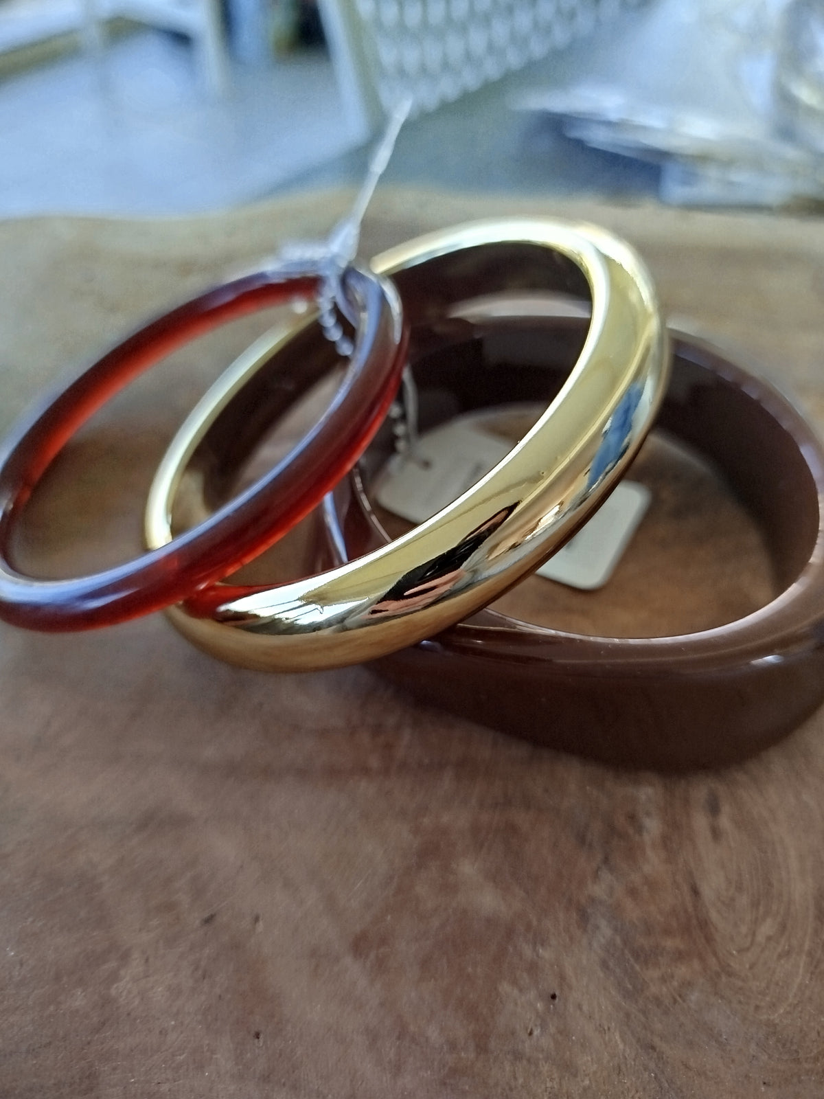 Trio de bracelets Alba Bordeau/marron – Joncs femme