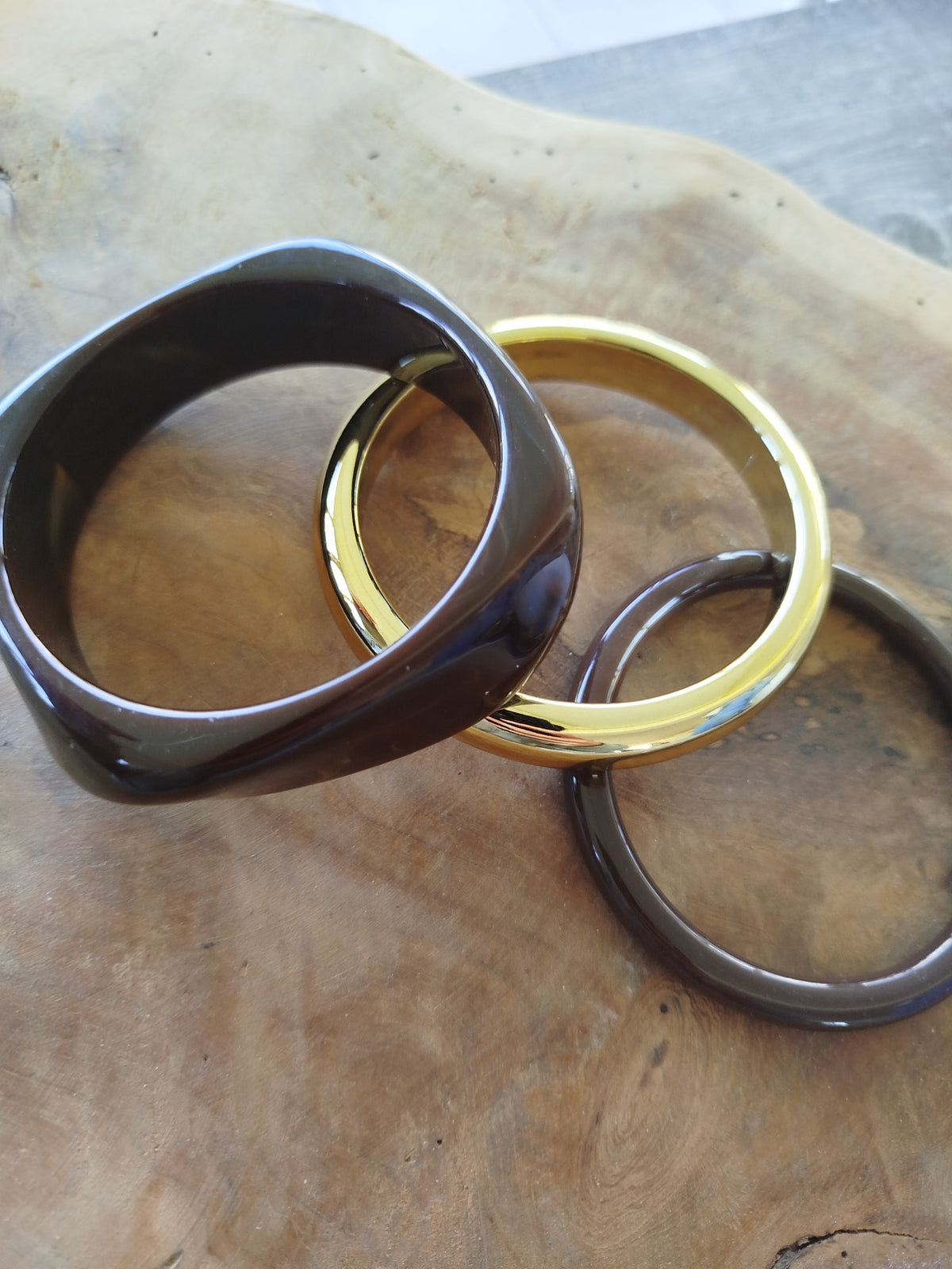 Trio de bracelets Alba chocolat /marron – Joncs femme