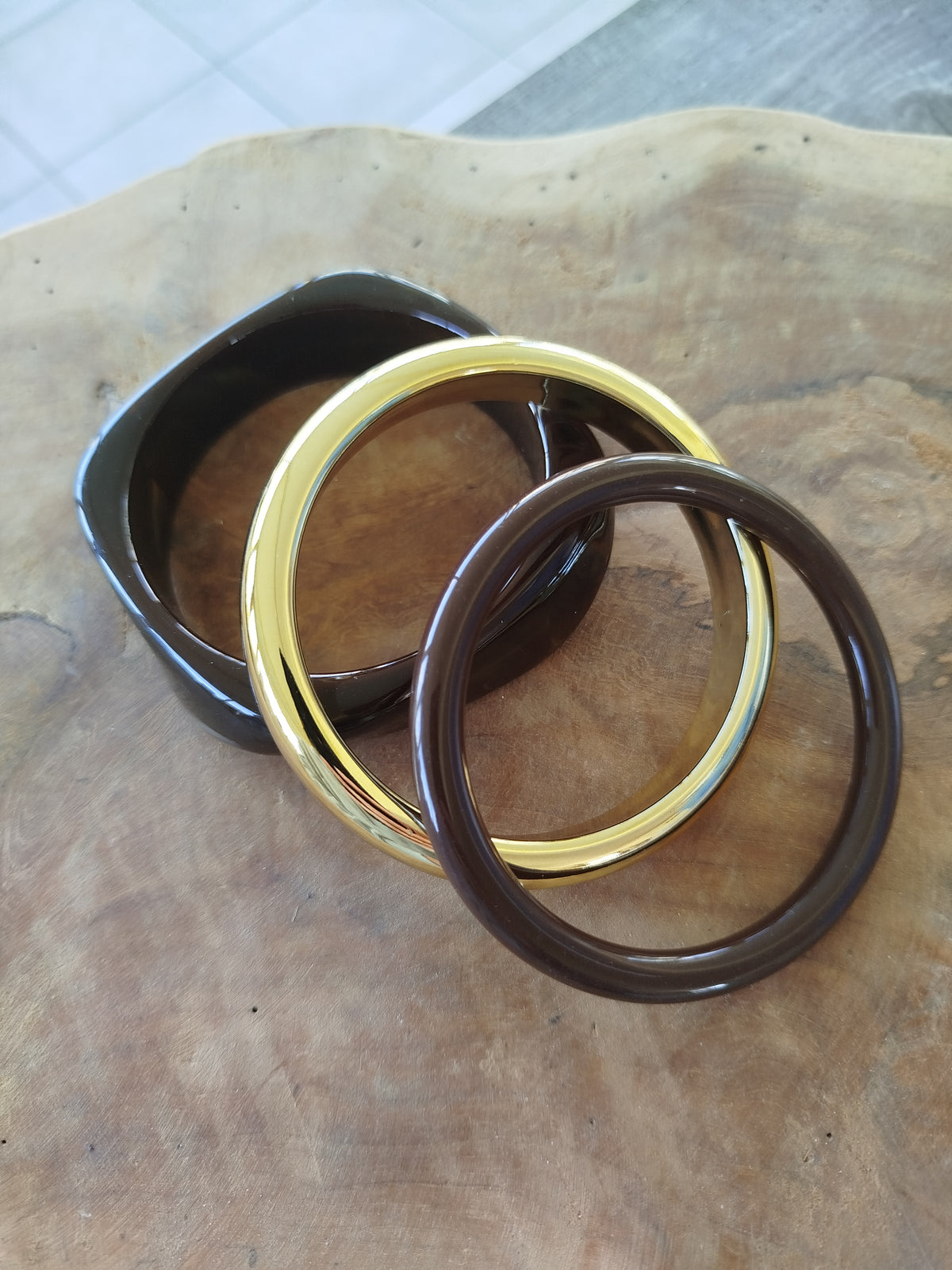 Trio de bracelets Alba chocolat /marron – Joncs femme