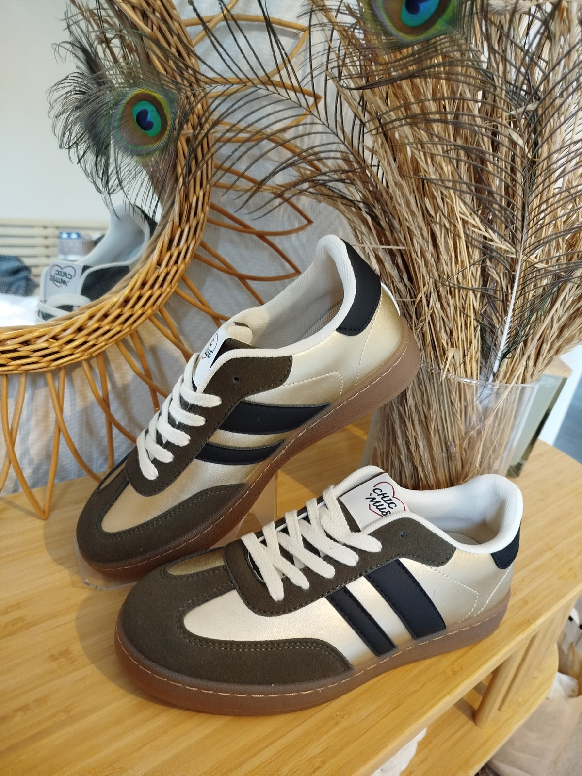 Basket Elina _ kaki et doré