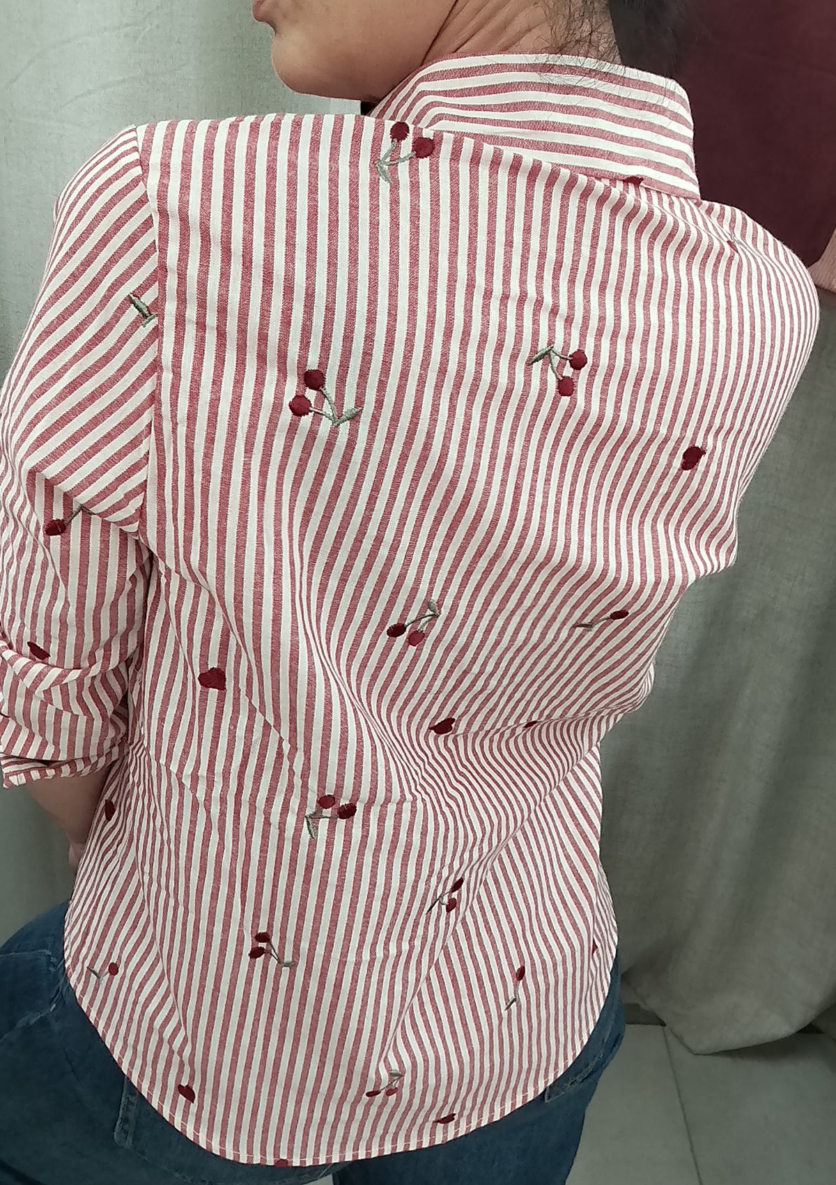 Chemise cerise _ rayures
