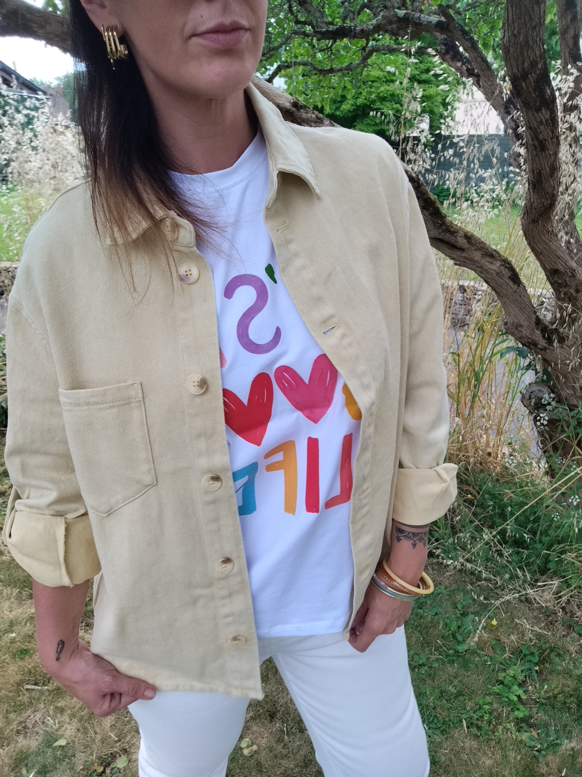 Veste Faustine en jeans delavé jaune