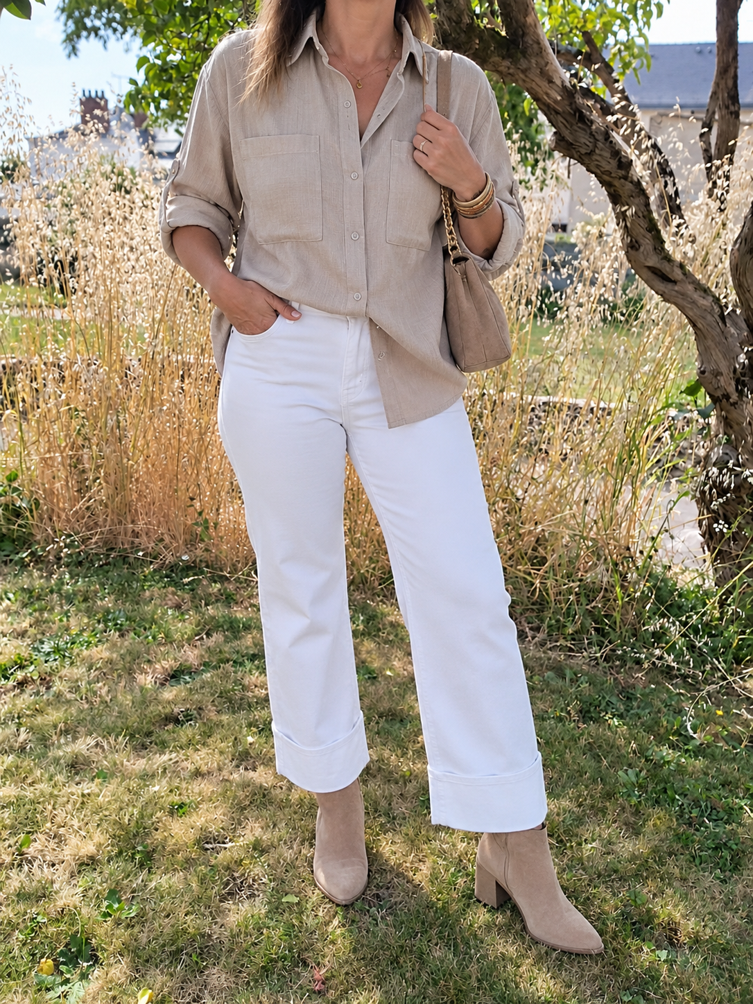 Jeans wide leg blanc Fanny