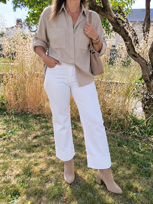 Jeans wide leg blanc Fanny