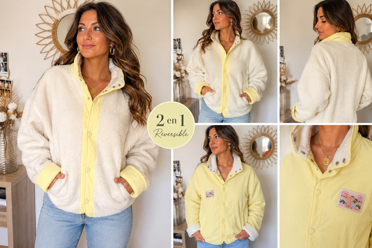 Veste réversible Dorine - blanche et jaune
