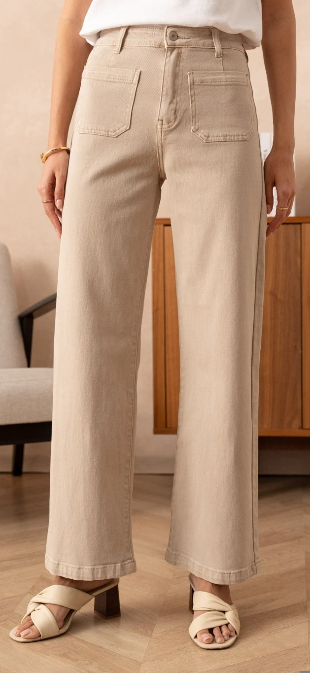 Jeans Odelia beige - Jeans wide leg