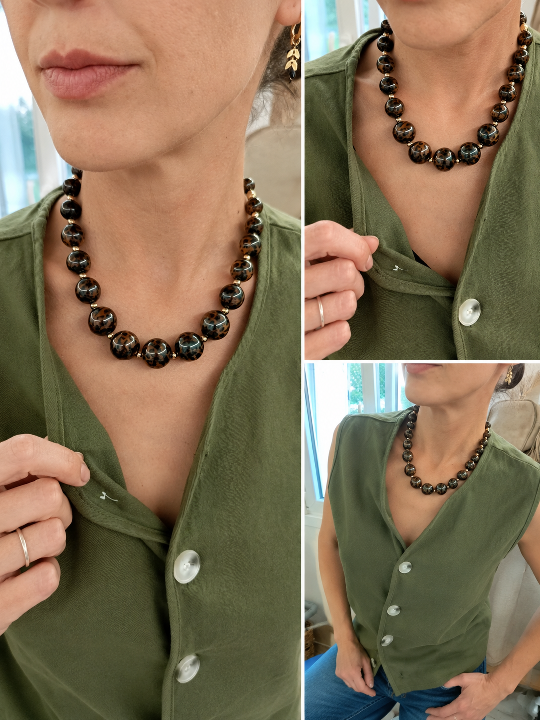 Collier Candice – Effet écailles de tortue 🤎