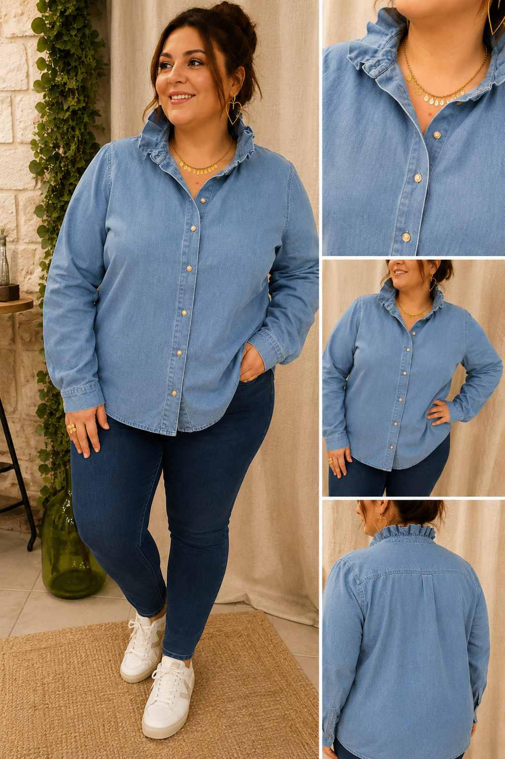 Chemise Noélie - chemise en jeans col haut