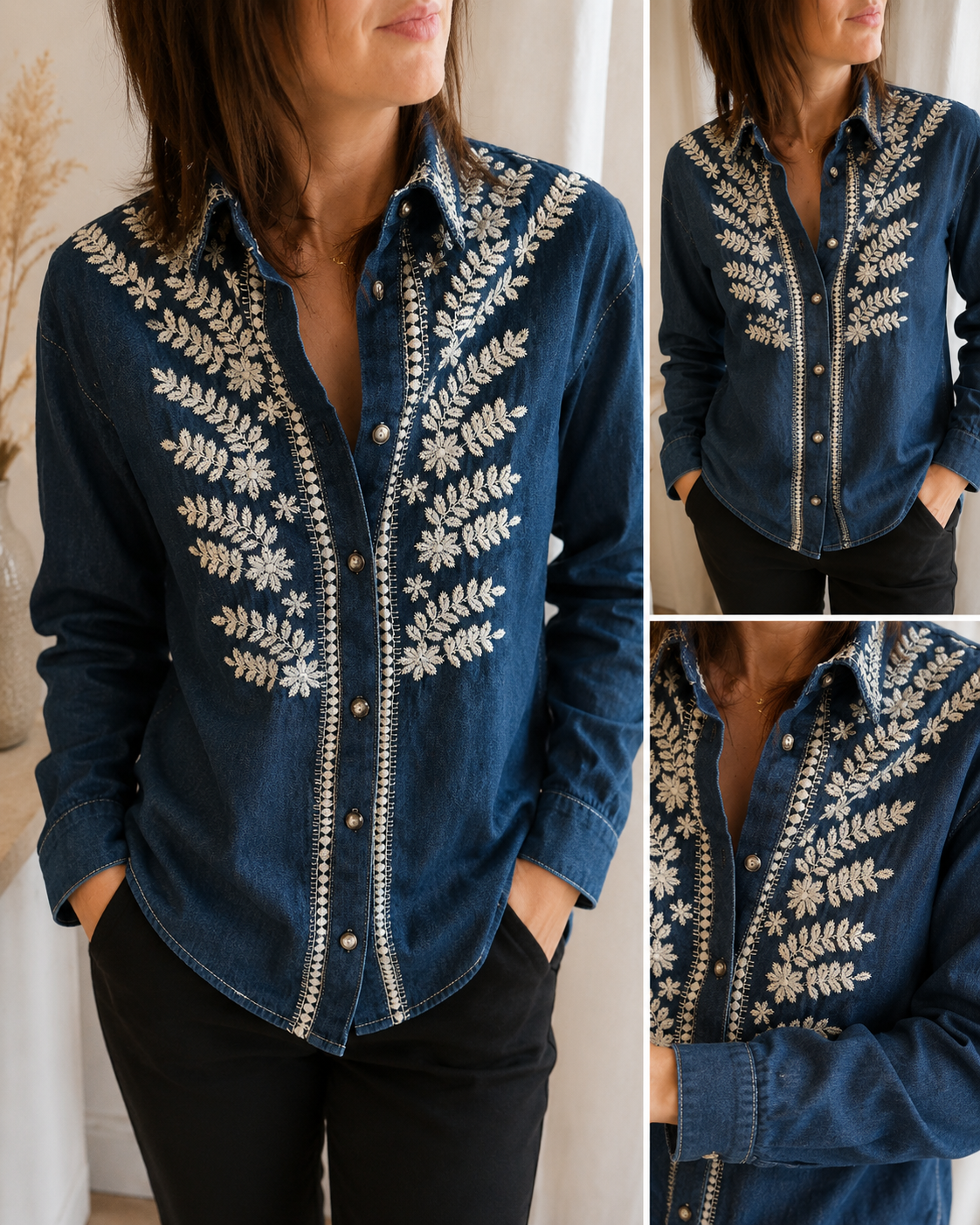 Chemise Nelia - chemise en jeans brodés