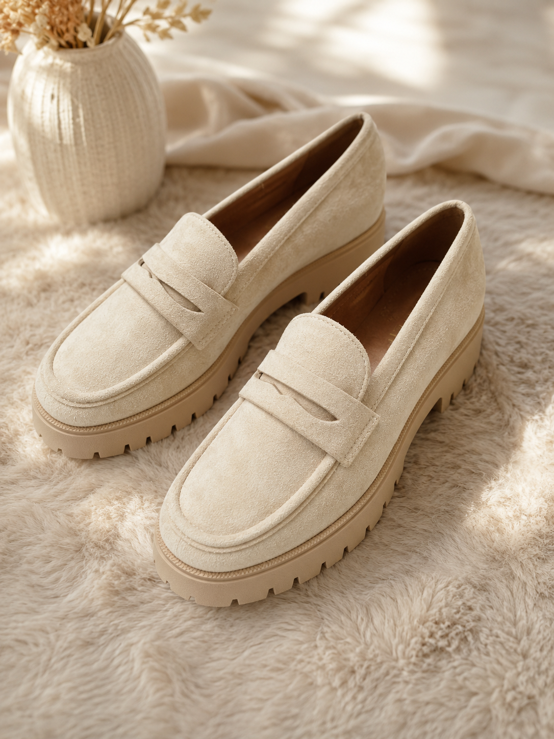 Mocassins Ilona - mocassin en suédine beige
