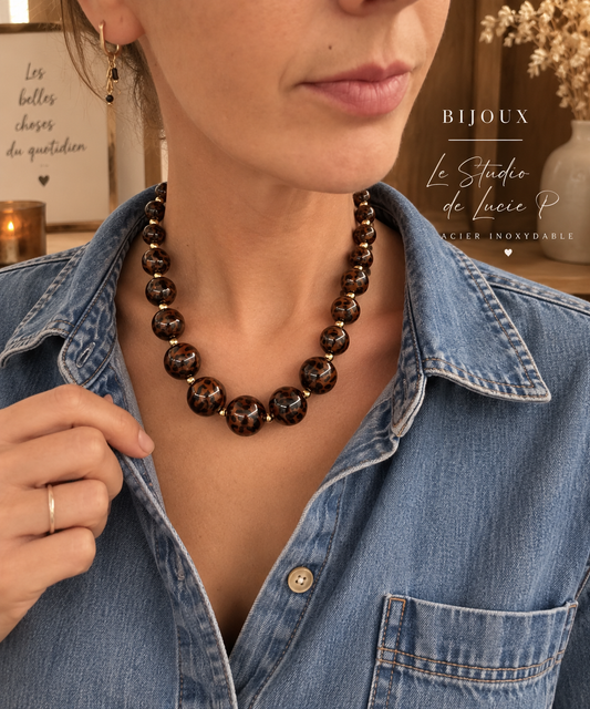 Collier Candice – Effet écailles de tortue 🤎