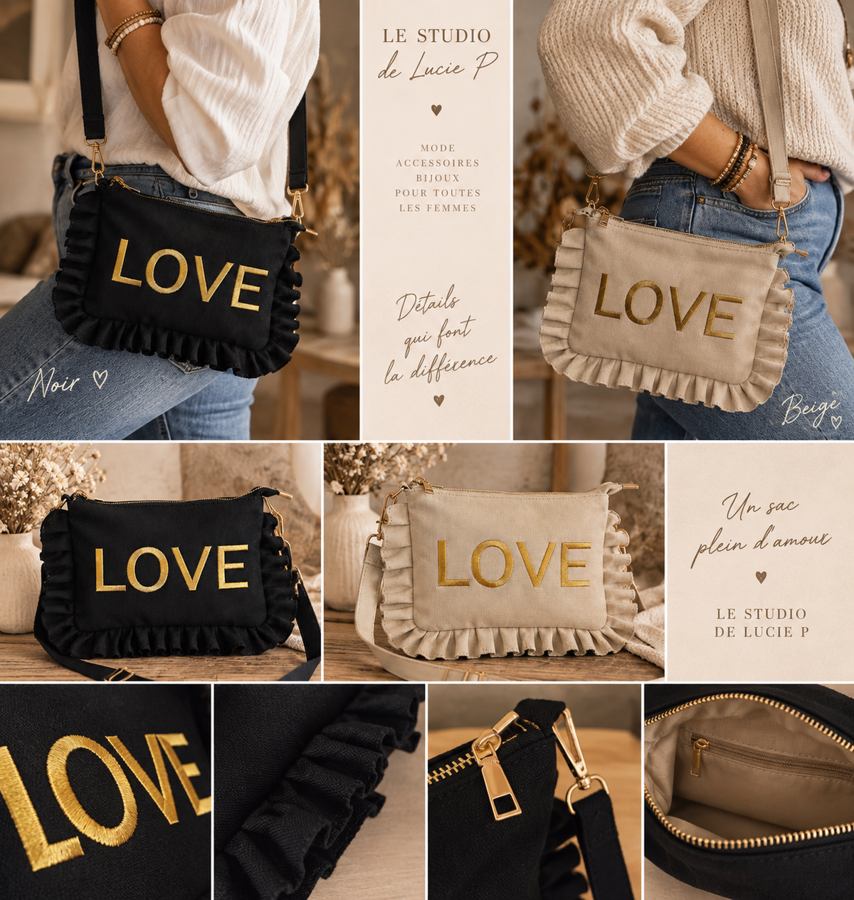 Sac bandoulière Katia- pochette bandoulière coton côtelé