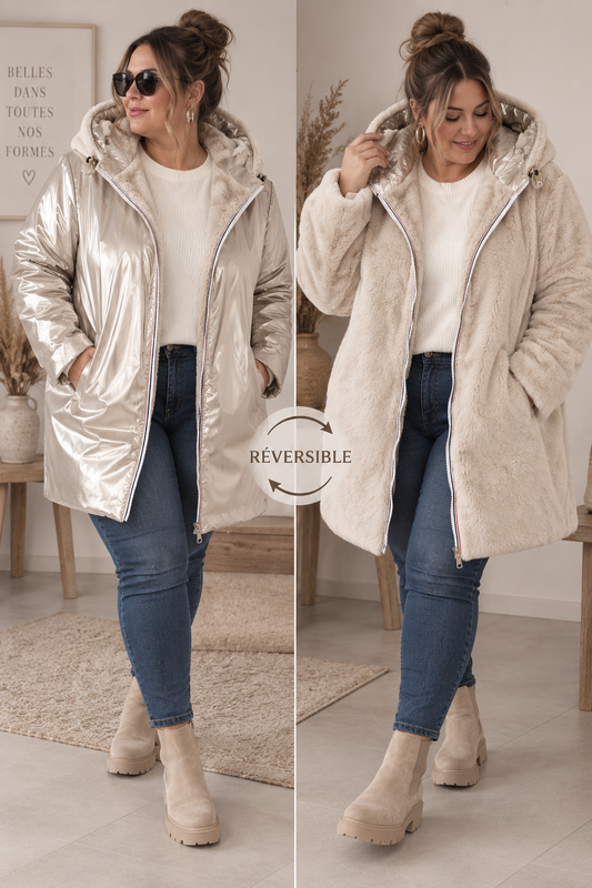 Manteau Julia - manteau réversible tout doux brillant
