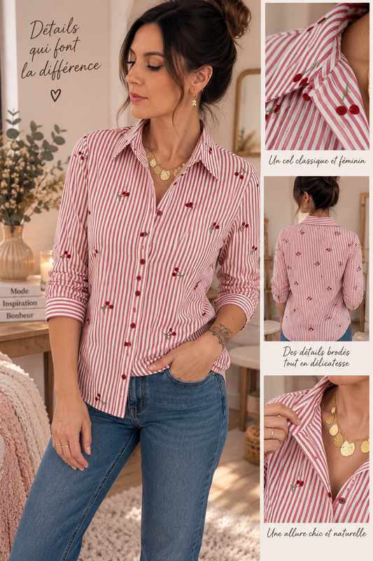 Chemise cerise _ rayures